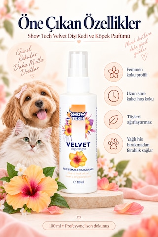 Showtech Velvet Dişi Kedi Ve Köpek Parfümü 100 Ml