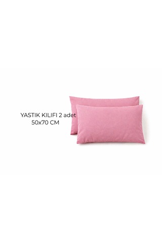 Faralya Life %100 Pamuk 2'li Yastık Kılıfı 50x70 Cm Yumuşak Dokulu Terletmeyen Dayanıklı Ev Otel Tipi Nefes Alabilen Kapaklı Yastık Kılıfı Açık Pembe