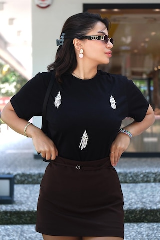 Gigi Wardrobe Crystal Tişört Siyah Siyah