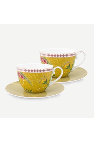 Sarı Porselen Çay Fincan Seti 280 Ml