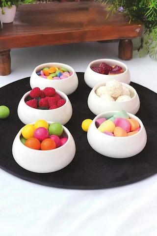 Porselen 6'lı Sosluk Reçellik Drajelik Sunumluk Lokumluk 8.5cm