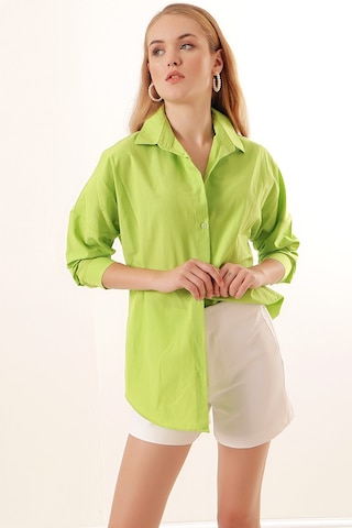 Bigdart 3900 Oversize Uzun Basic Gömlek - Çağla 001