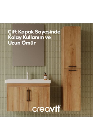 Creavit D20 30 Cm Sola Açılır Boy Dolabı Everest Melamin Kapak Ahşap