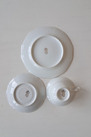 Sütlü Kahve Rengi Antika Çay Fincanı Seti 3 Parça Sütlükahve