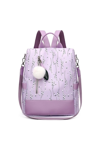 Kadınlar İçin Yeni Baskı Çiçekli Sırt Çantası Moda Saç Yumağı Sırt Çantası Büyük Kapasiteli Öğrenci Kitap Çantaları Rahat Seyahat Çantası Purple Mor