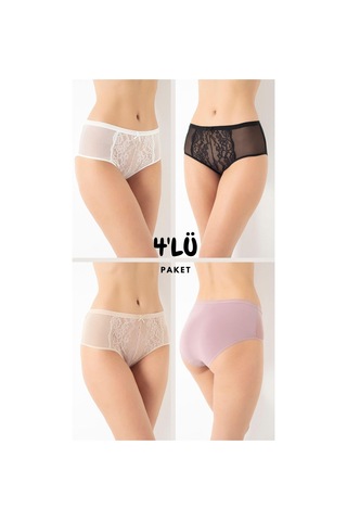 Kadın Dantelli 4'lü Paket Bato Külot Asorti-1 C3t0n5o408 001