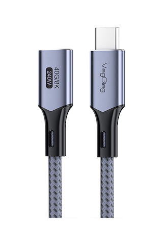 Veggieg Usb 4.0 E-mark 240w 40gbps Thunderbolt 4 8k 60hz Type-c Uzatma Kablosu 50 Cm