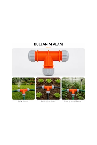 Lüks T Hortum Eki 1/2'' 3 Yollu Bahçe Sulama Hortum Bağlantı Aparatı T Adaptör 0
