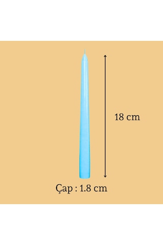 6 Lı Kısa Açık Mavi Konik Şamdan Mum Yükseklik 18 Cm Açık Mavi