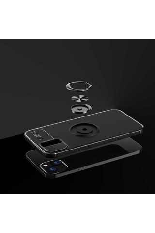 Apple Uyumlu iPhone 14 Max Kılıf Yüzüklü Magnetli Ravel Case Kapak