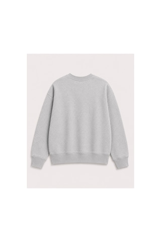 Herkesemoda Turuncu Çiçekler Baskılı 2 İplik Şardonlu Bisiklet Yaka Sweatshirt Gri