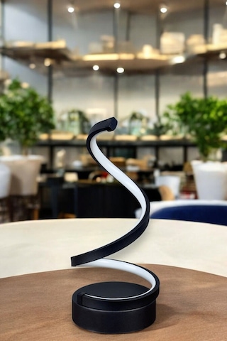 Lara Siyah Renk Gün Işığı Led Işıklı Modern Tasarım Led Masa Lambası - Abajur - Gece Lambası Siyah