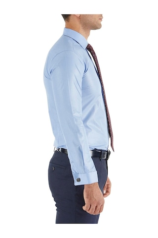 Efor Slim Fit Pamuk Saten Duble Manşetli Klasik Mavi Gömlek Gk 235 Mavi