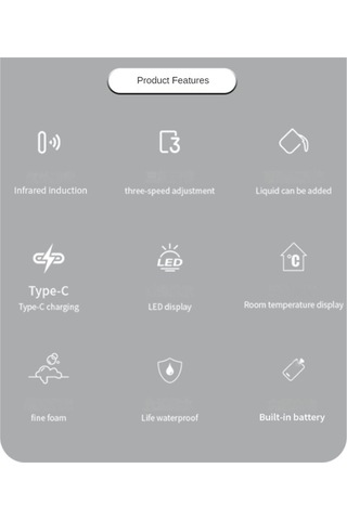 Xurunkeji Otomatik Şarj Edilebilir Sıvı Sabunluk, Elektrikli Sabunluk, Hareket Sensörlü Eller Serbest Sabunluk-jel Beyaz
