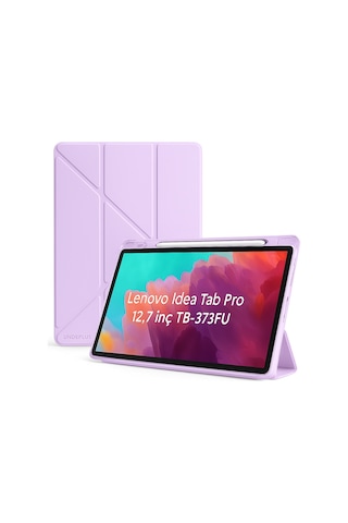 Lenovo Idea Tab Pro 12.7inç Tb-373fu Kılıf Kalem Bölmeli Trifolding Case Kılıf
