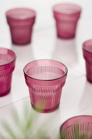 Akrilik Mürdüm Tekli Kısa Bardak & Su Meşrubat Kahve Yanı Bardağı 300 Ml Cam Değildir Stantart