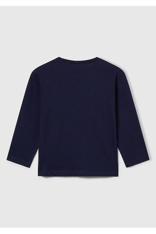 Erkek Çocuk Çok Renkli Logo Baskılı Bisiklet Yaka Uzun Kollu T-shirt Saks Mavi