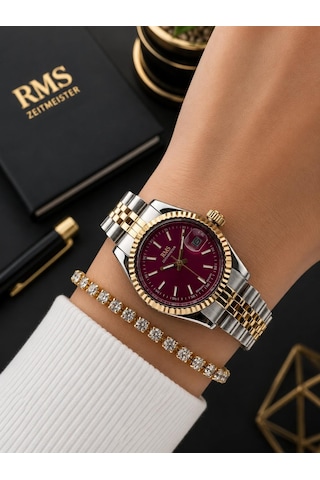 Rms Romanson Vintage Mini Kasa Özel Kordon 2 Yıl Garantili 3 Atm Kadın Kol Saati+bileklik A2145.413 Gümüş - Sarı