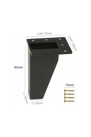 Flybuy 4 Parça Alüminyum Metal Kanepe Dolap Masa Ayakları, Siyah, 80mm, Mobilya Yükseltme Ayağı -