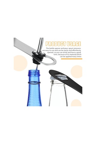 Paslanmaz Çelik Şişe Açacağı Ve Dökme Ağzı Çıkarıcı, Barmenler İçin Bar Aleti, Düz Köpek Kemiği, Metal Hızlı Açacak, Siyah, Gümüş Diğer