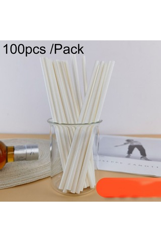 Sones 100 Adet / Paket 6x197mm Tek Kullanımlık Kağıt Pipetler Biyolojik Olarak Parçalanabilir Parti İçme Pipetleri Tatlı Masası Dekorasyon Malzemesi, Renk: Beyaz