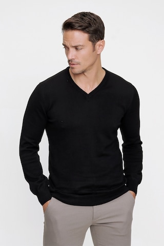 Morven Basic Dinamik Fit Rahat Kesim V Yaka Triko Kazak Koyu Bordo
