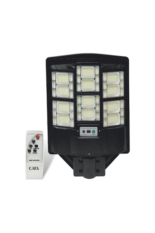 Cata Ct 4643 Solar Güneş Enerjili 600w Sensörlü Sokak Armatür 6400k Beyaz Işık Siyah