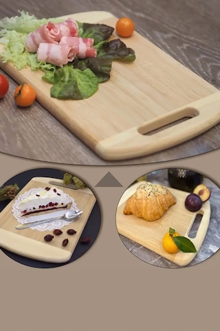 Bambu Oval Kenarlı Büyük Boy Kesim Panosu - Bambu Kesim Tahtası 26 X 36 Cm Kesme Tahtası Kahve