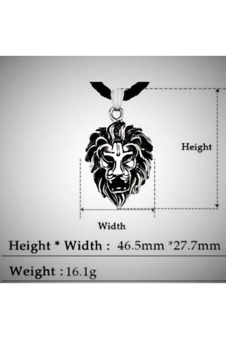 Paslanmaz Çelik Kral Aslan Kolye / 70 Cm Zincirli