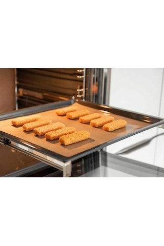 Saban Yapışmaz Fırın Matı 45x33 Cm Isıya Dayanıklı Pişirme Matı Pizza, Kurabiye Ve Kızartmalar İçin Sütlü Kahverengi