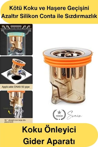 Kokuönleyici Koku Önleyici Gider Aparatı Dn40 Dn50 Lavabo Sifon Geri Akış Engelleyici Paslanmaz Çel