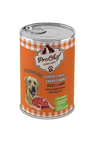 12 Adet Kuzu Etli Kıyılmış Premium Yüksek Enerji Köpek Maması 415 Gr 12li Pro Chef Konserve Yaş Mama