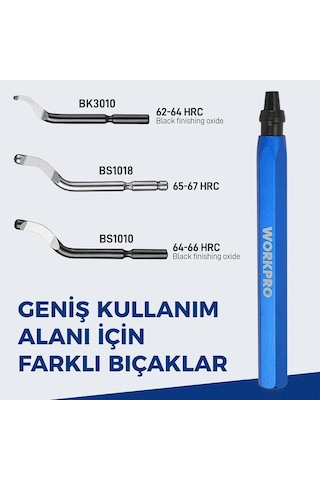 Workpro Wp309010 Profesyonel Çapak Temizleme Kalemi + 3 Parça Bıçak Fr Wp309010