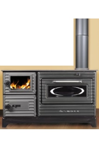 Sürel Camlı Döküm Tuğlalı Fırınlı Kuzine Soba Kömür Odun Uyuyan Tuğlalı