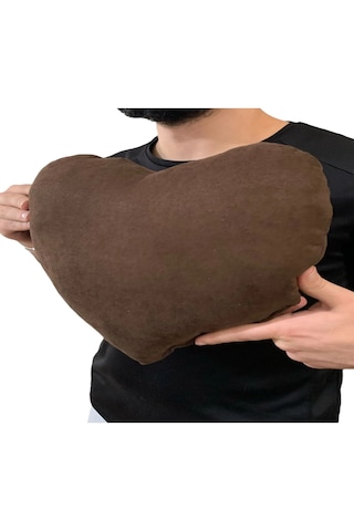 Ruxwoiw Kalp Yastığı %100 Pamuklu %100 Boncuk Elyaf - Kahverengi