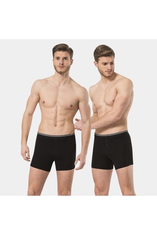 Türen Erkek Likralı Düğmeli Boxer 2'li Paket 135/siyah Siyah