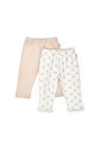 Bebek 2li Pantalon %100 Organik Pamuk , Bebek - Yenidoğan- Csy8145 Ekru