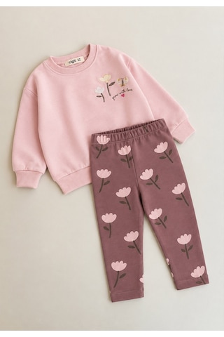 Cigit Taytlı Mevsimlik T-shirt Takım 1-7 Yaş Pudra Pembe