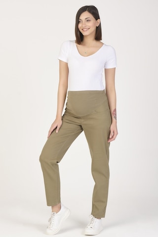 Busa Hamile Mom Fit Kot Pantolon Haki-haki