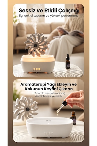 Değirmen Hava Nemlendirici Aroma Difüzörü Aromaterapi Rgb Ledli Buhar Makinesi