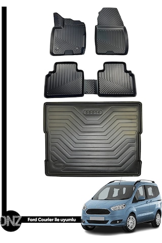 Ford Courier 3d Havuzlu Paspas + Bagaj Havuzu İkili Set
