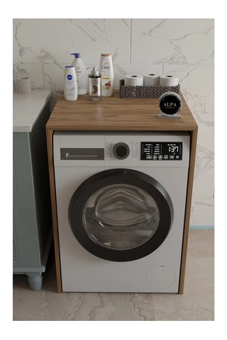 Modern Çamaşır Makinesi Kaplama Dolabı Tezgah Koruyucu Çok Amaçlı Banyo Düzenleyici Atlantik Çam
