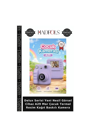 Delux Serisi Yeni Nesil Görsel Cihaz A29 Mor Çocuk Termal Resim Kağıt Baskılı Kamera