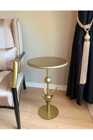 Flora Model Metal Yan Sehpa Mat Gold