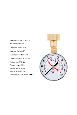 Kolay Kurulum İçin Takım Parçası Su Basıncı Göstergesi Net Ekran Yüksek Hassasiyetli Bahçe Evi 34