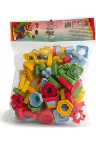 Ecem Toys Vidali Eğitsel Şekiller Seti Bpa İçermeyen Kaliteli Plastik - Renkli Geometrik Şekiller 64 Parça