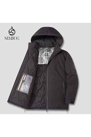 Büyük Beden Bol Kesim Günlük Kapüşonlu Erkek Pamuklu Ceket Siyah