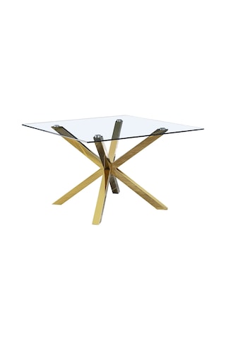 Erika Gold Metal & Cam Kare Yemek Masası
