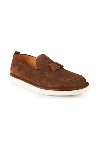 Libero Erkek Loafer Ayakkabı Hakiki Süet Deri Püskül Detaylı Pratik Slip-on Esnek Hafif Beyaz Eva Taban L6041 Açık Taba