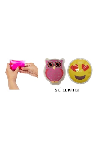 Emoji Pembe Baykuş Cep Sobası,el Isıtıcı,2 Adet Sıcak Su Torbası